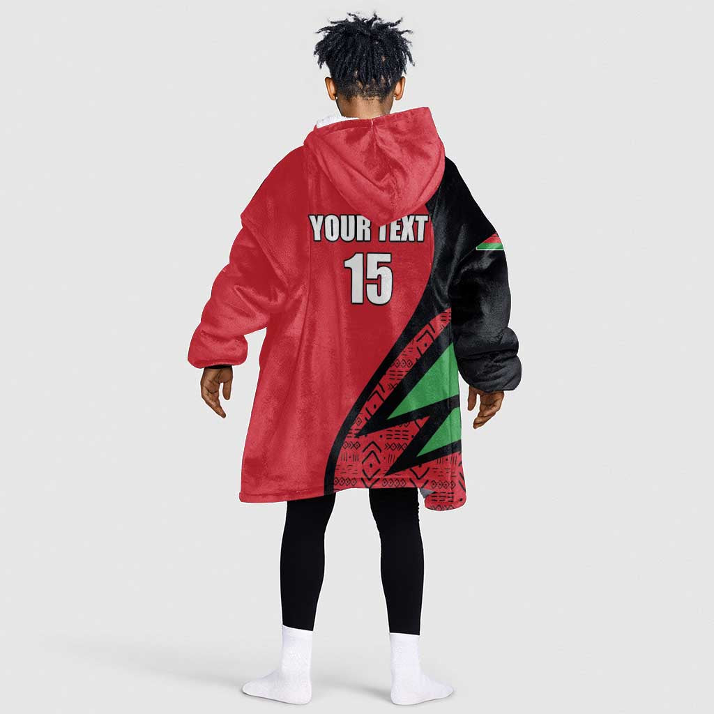 Custom Malawi Cricket Kid Wearable Blanket Hoodie Go Champions Dziko la Malawi - African Pride