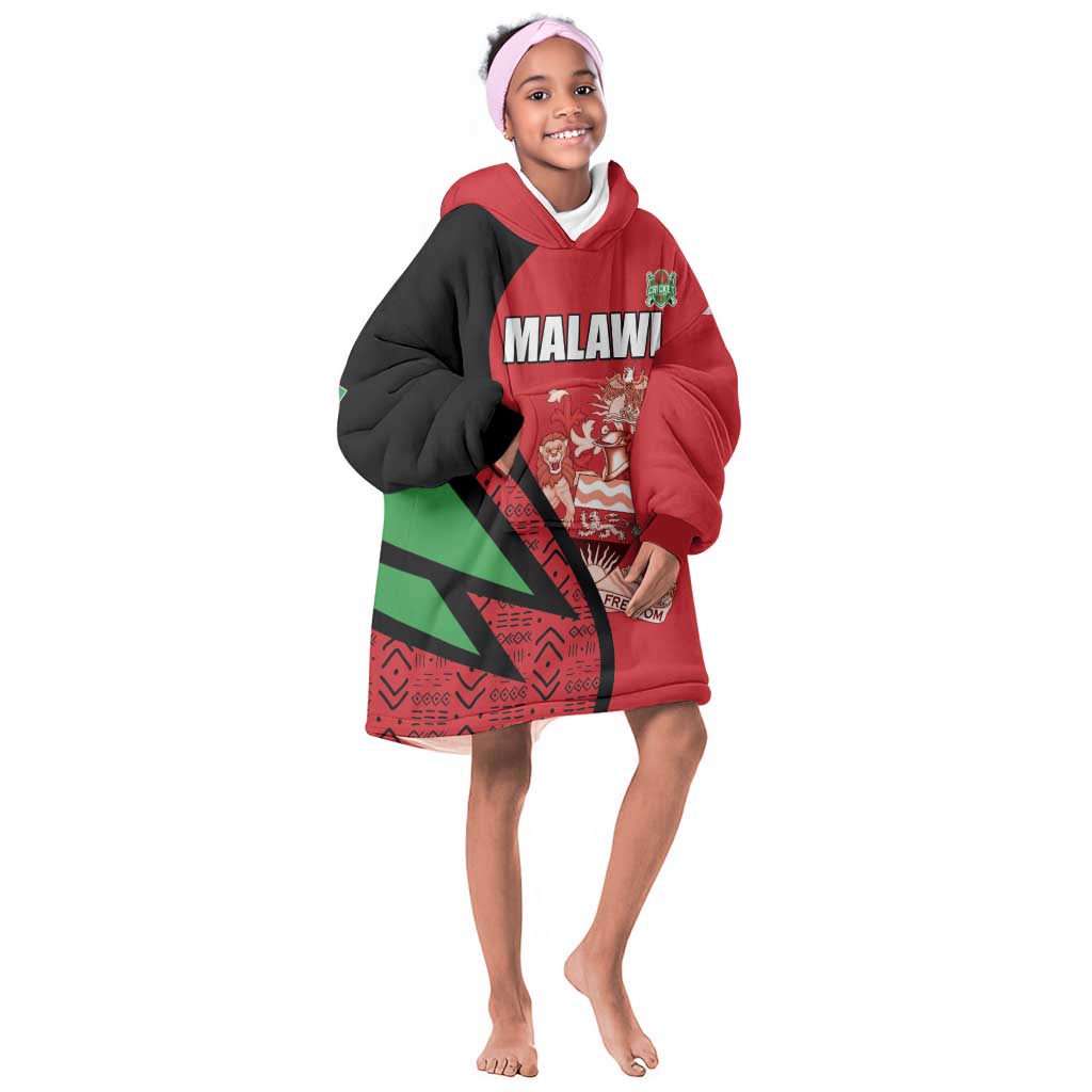 Custom Malawi Cricket Kid Wearable Blanket Hoodie Go Champions Dziko la Malawi - African Pride