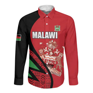 Custom Malawi Cricket Long Sleeve Button Shirt Go Champions Dziko la Malawi - African Pride