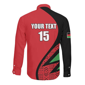 Custom Malawi Cricket Long Sleeve Button Shirt Go Champions Dziko la Malawi - African Pride