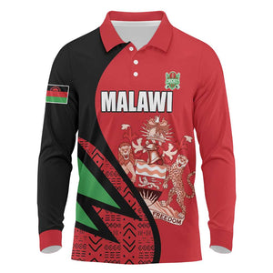 Custom Malawi Cricket Long Sleeve Polo Shirt Go Champions Dziko la Malawi - African Pride
