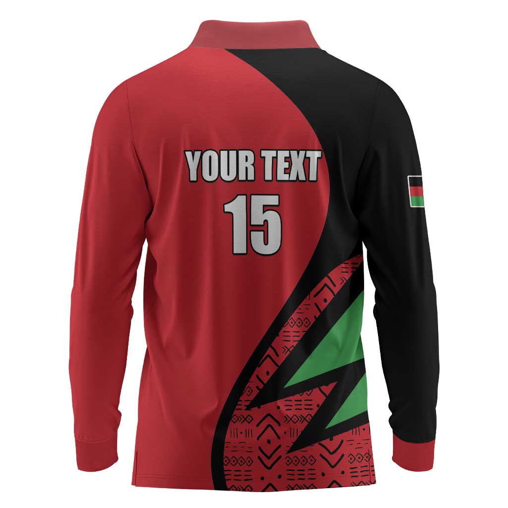 Custom Malawi Cricket Long Sleeve Polo Shirt Go Champions Dziko la Malawi - African Pride