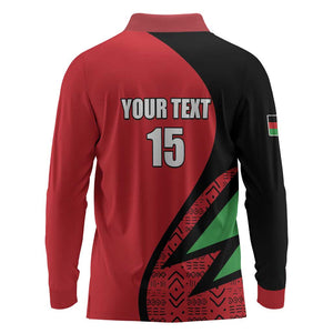 Custom Malawi Cricket Long Sleeve Polo Shirt Go Champions Dziko la Malawi - African Pride