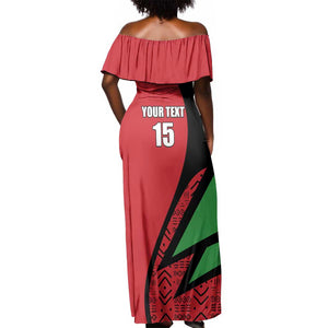 Custom Malawi Cricket Off Shoulder Maxi Dress Go Champions Dziko la Malawi - African Pride