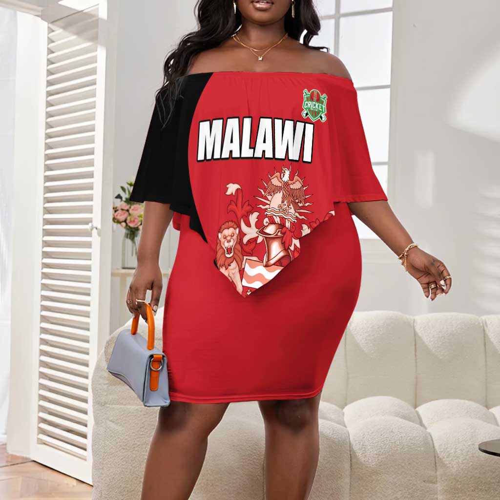Custom Malawi Cricket Off Shoulder Short Dress Go Champions Dziko la Malawi - African Pride