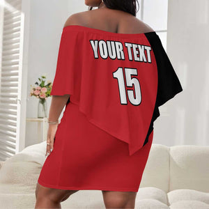 Custom Malawi Cricket Off Shoulder Short Dress Go Champions Dziko la Malawi - African Pride