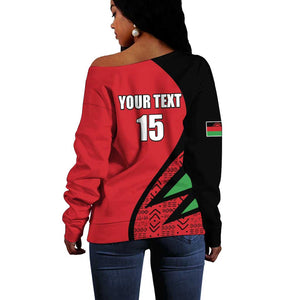 Custom Malawi Cricket Off Shoulder Sweater Go Champions Dziko la Malawi - African Pride