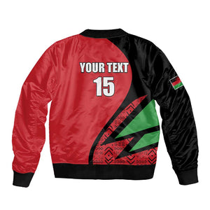 Custom Malawi Cricket Sleeve Zip Bomber Jacket Go Champions Dziko la Malawi - African Pride