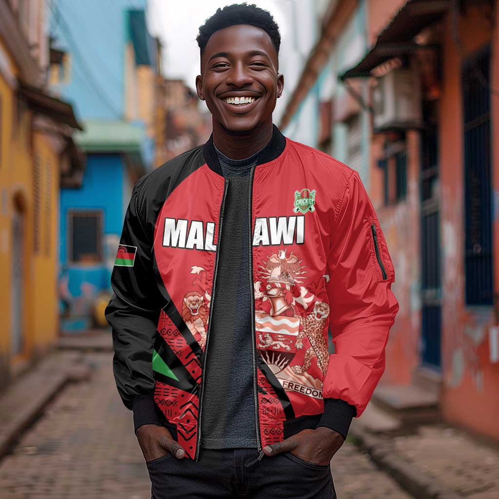 Custom Malawi Cricket Sleeve Zip Bomber Jacket Go Champions Dziko la Malawi - African Pride