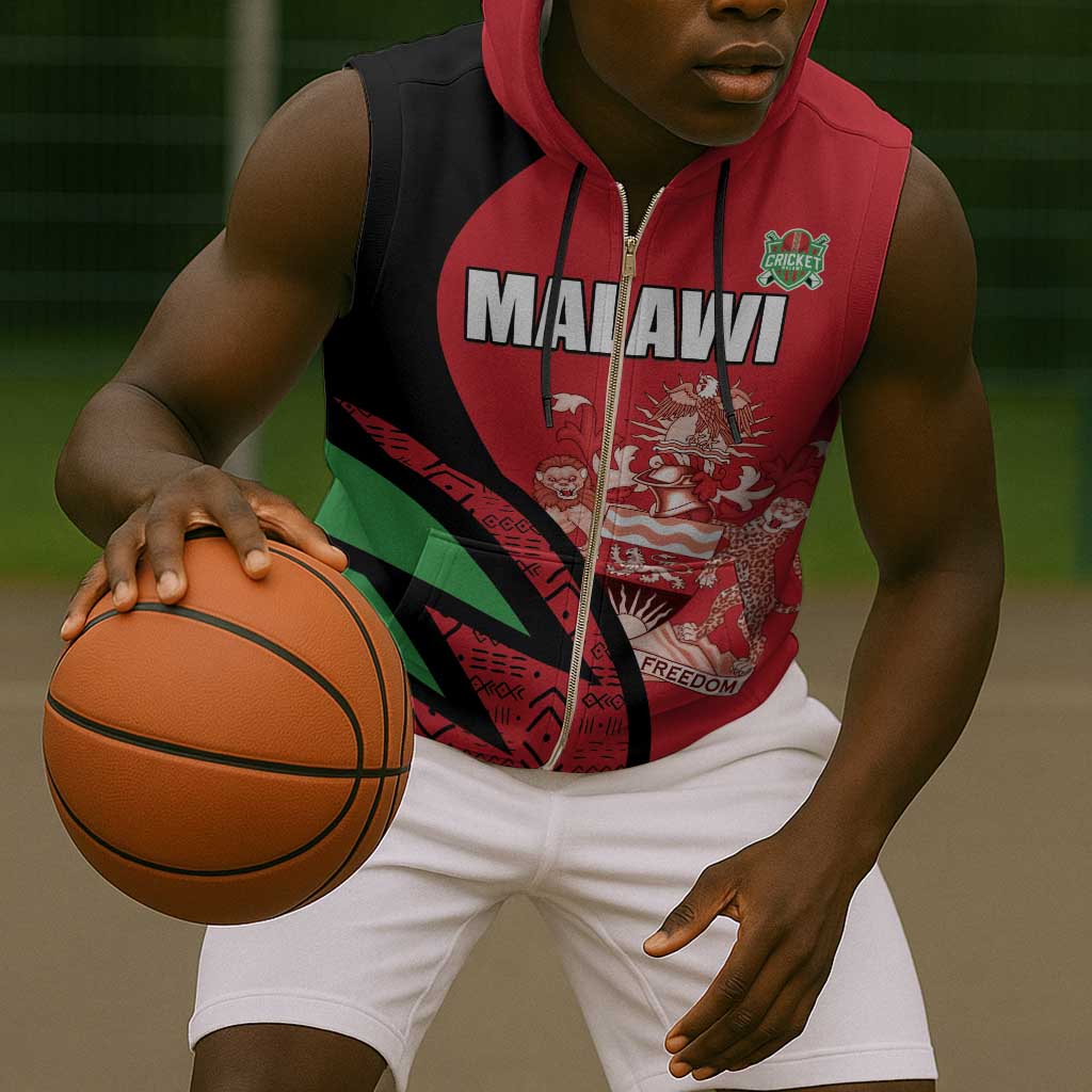 Custom Malawi Cricket Sleeveless Zip Hoodie Go Champions Dziko la Malawi - African Pride
