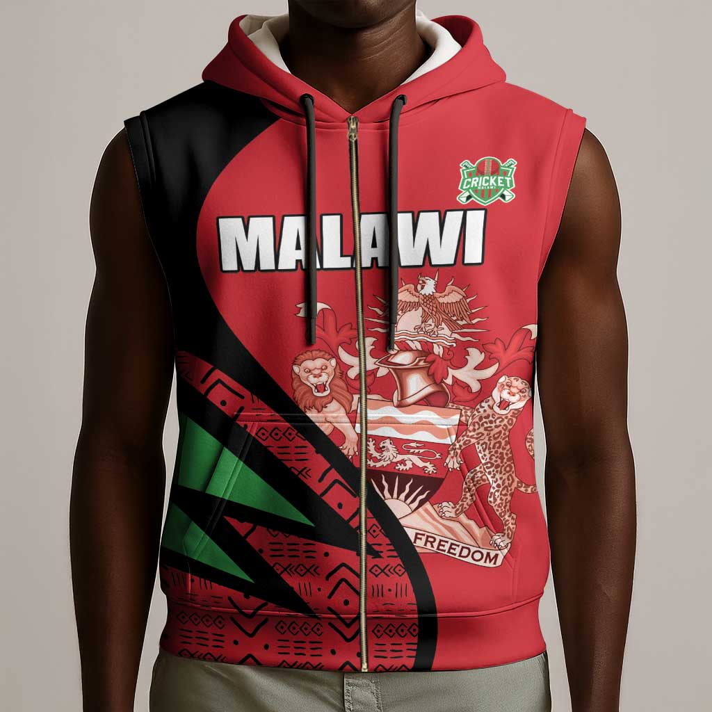 Custom Malawi Cricket Sleeveless Zip Hoodie Go Champions Dziko la Malawi - African Pride