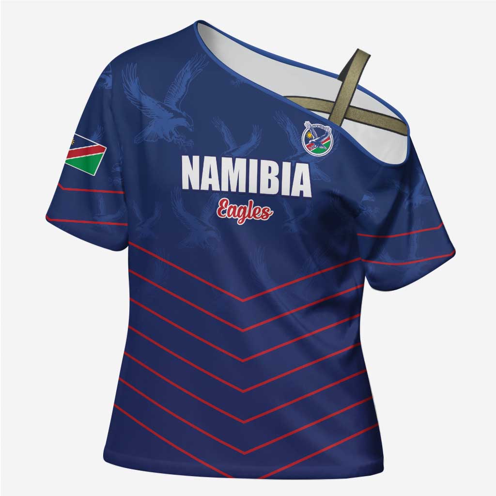 Custom Namibia Cricket Cross Shoulder Shirt Go Eagles Go