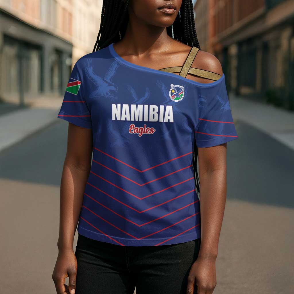 Custom Namibia Cricket Cross Shoulder Shirt Go Eagles Go