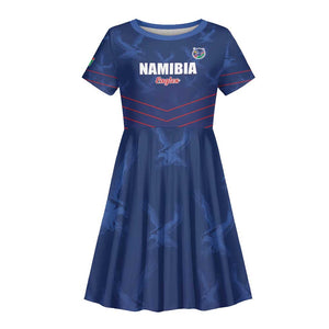 Custom Namibia Cricket Kid Short Sleeve Dress Go Champions - African Pride