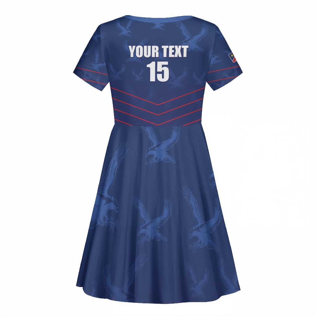 Custom Namibia Cricket Kid Short Sleeve Dress Go Champions - African Pride
