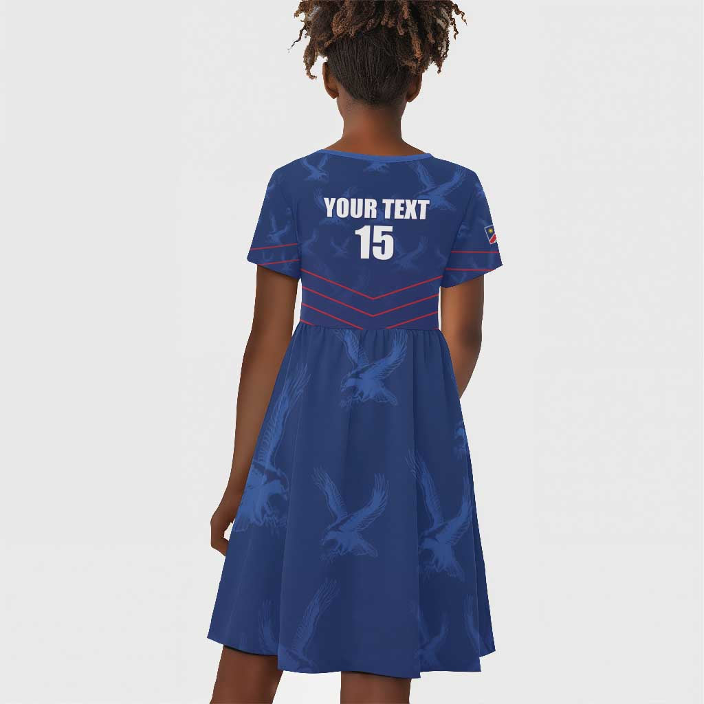 Custom Namibia Cricket Kid Short Sleeve Dress Go Champions - African Pride