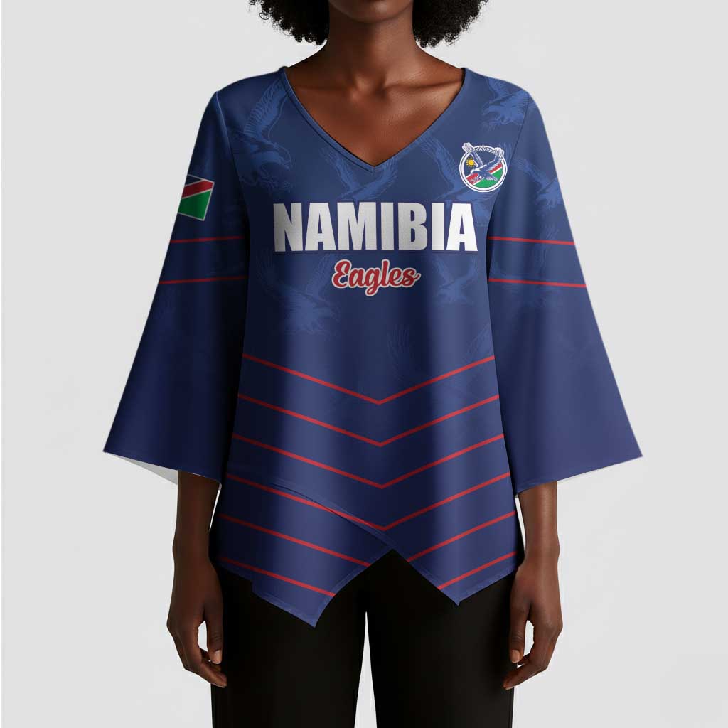 Custom Namibia Cricket Kimono Sleeve Blouse Go Eagles Go