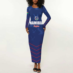 Custom Namibia Cricket Long Sleeve Bodycon Dress Go Champions - African Pride