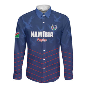 Custom Namibia Cricket Long Sleeve Button Shirt Go Champions - African Pride