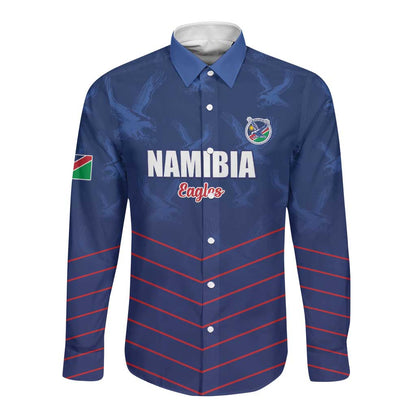 Custom Namibia Cricket Long Sleeve Button Shirt Go Champions - African Pride