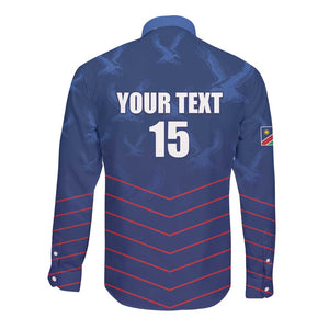 Custom Namibia Cricket Long Sleeve Button Shirt Go Champions - African Pride