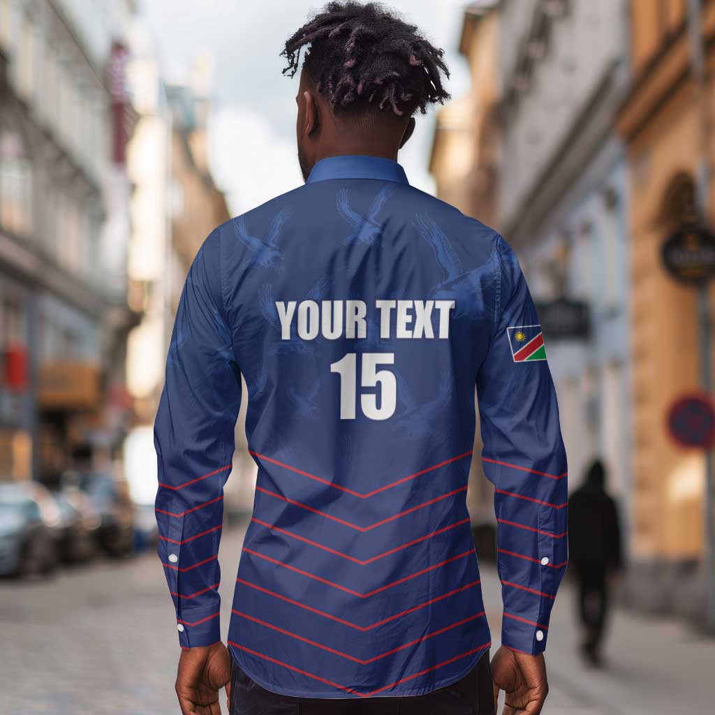 Custom Namibia Cricket Long Sleeve Button Shirt Go Champions - African Pride