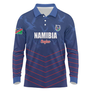 Custom Namibia Cricket Long Sleeve Polo Shirt Go Champions - African Pride