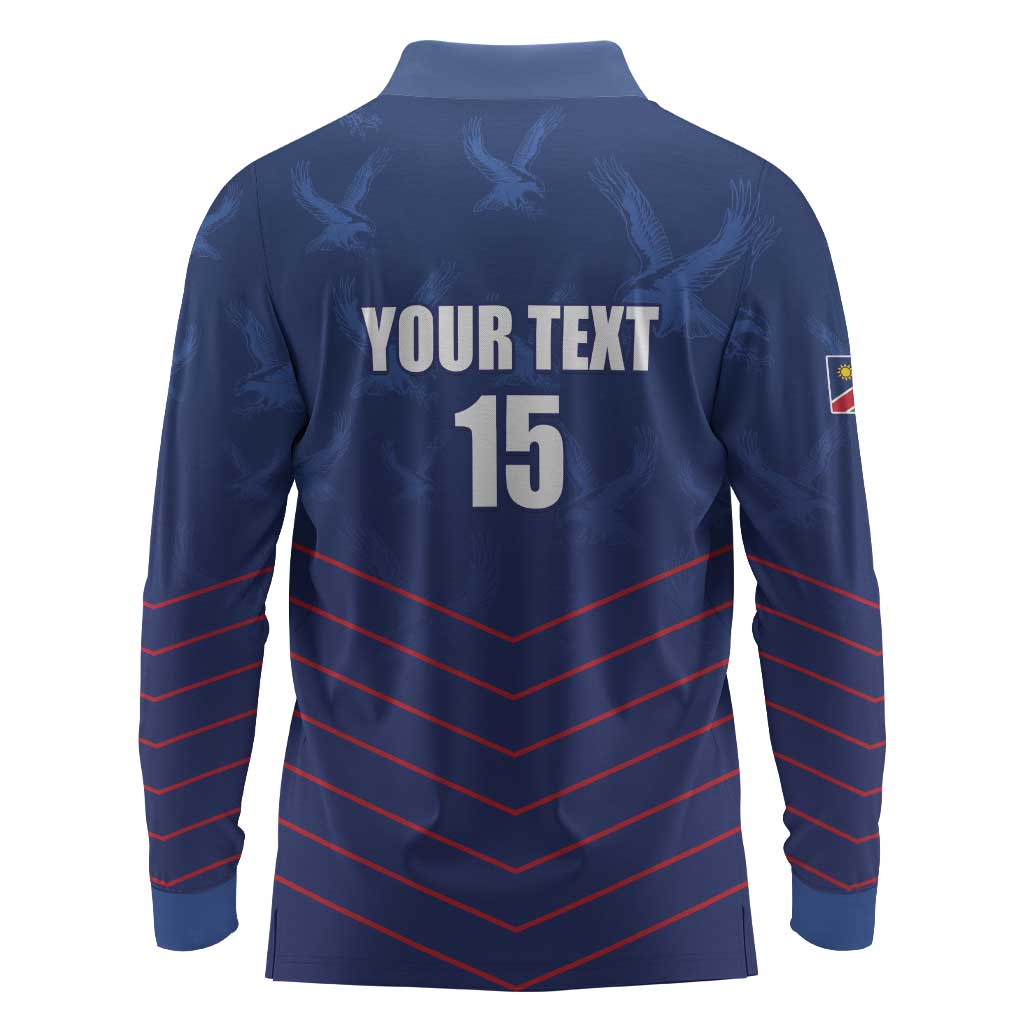 Custom Namibia Cricket Long Sleeve Polo Shirt Go Champions - African Pride
