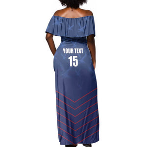 Custom Namibia Cricket Off Shoulder Maxi Dress Go Champions - African Pride