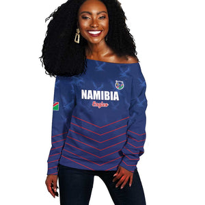 Custom Namibia Cricket Off Shoulder Sweater Go Champions - African Pride