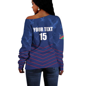 Custom Namibia Cricket Off Shoulder Sweater Go Champions - African Pride