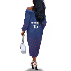 Custom Namibia Cricket Off The Shoulder Long Sleeve Dress Go Champions - African Pride