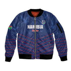 Custom Namibia Cricket Sleeve Zip Bomber Jacket Go Champions - African Pride