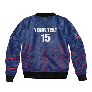 Custom Namibia Cricket Sleeve Zip Bomber Jacket Go Champions - African Pride