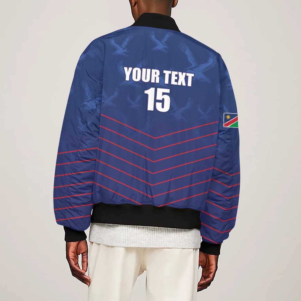 Custom Namibia Cricket Sleeve Zip Bomber Jacket Go Champions - African Pride