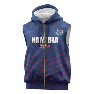 Custom Namibia Cricket Sleeveless Zip Hoodie Go Champions - African Pride