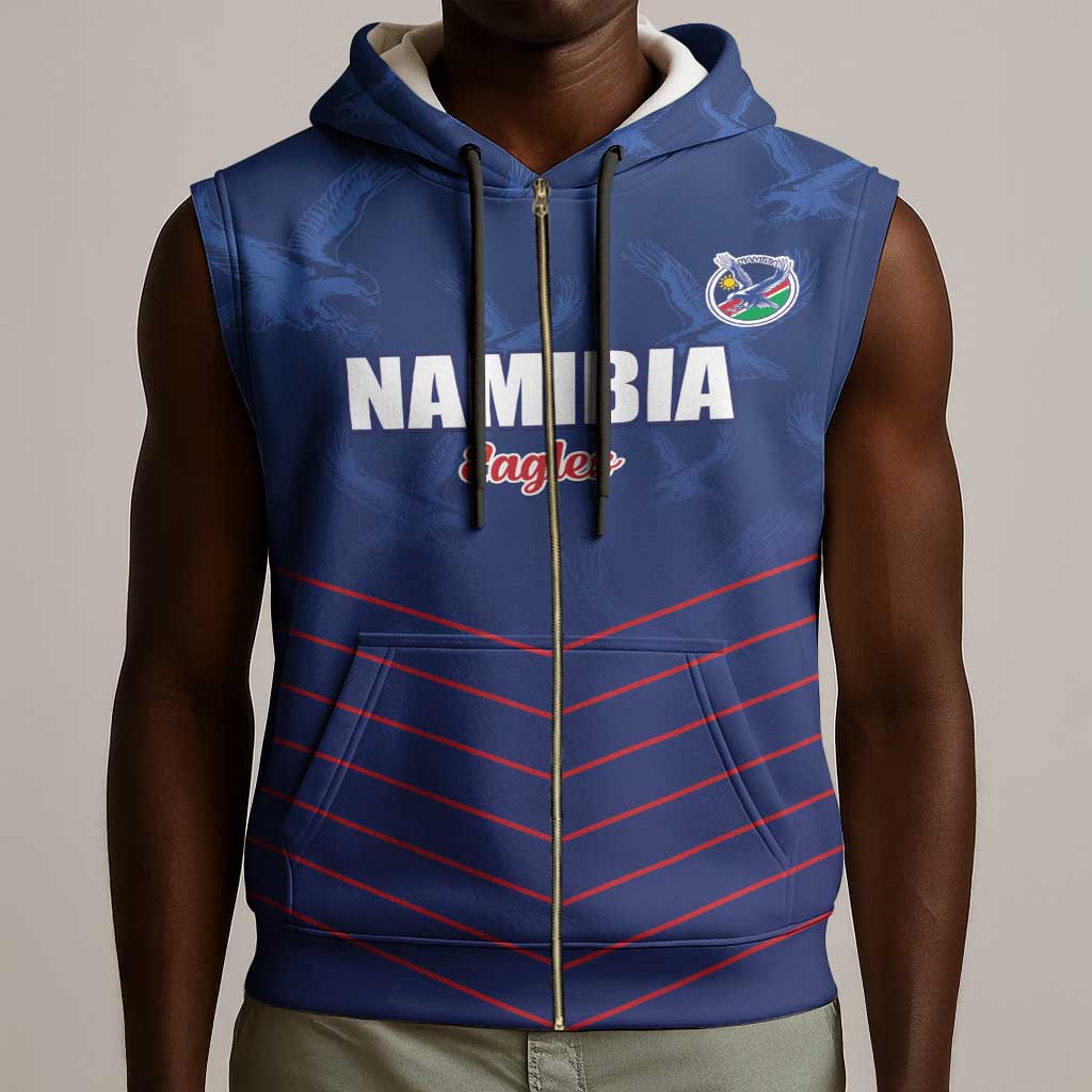 Custom Namibia Cricket Sleeveless Zip Hoodie Go Champions - African Pride