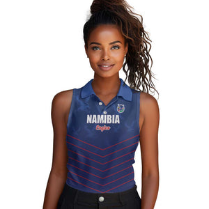 Custom Namibia Cricket Women Sleeveless Polo Shirt Go Champions - African Pride