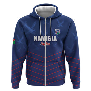 Custom Namibia Cricket Zip Hoodie Go Champions - African Pride