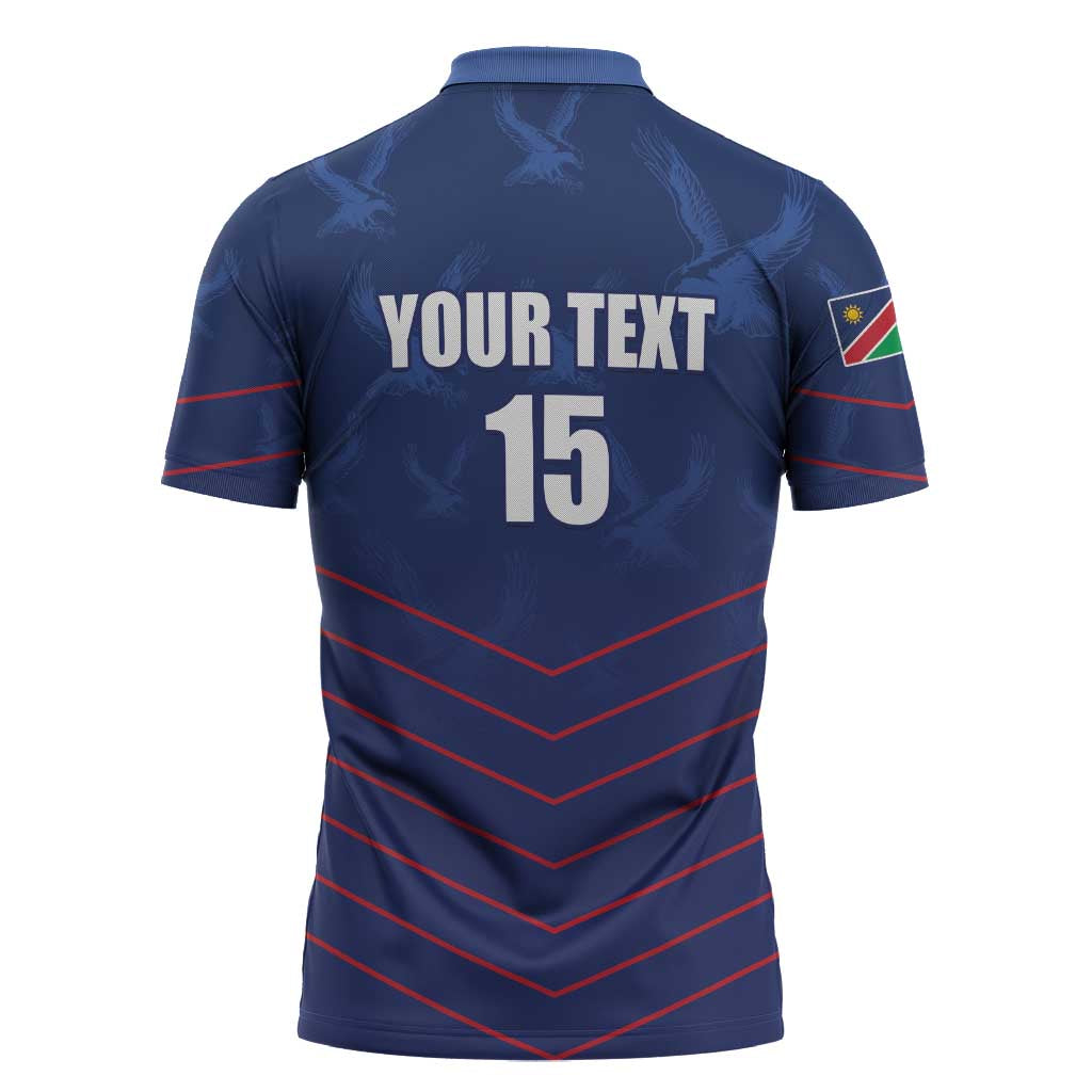 Custom Namibia Cricket Zipper Polo Shirt Go Eagles Go