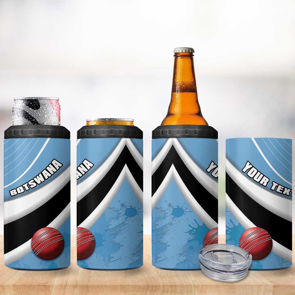 Custom Botswana Cricket 4 in 1 Can Cooler Tumbler Go Champions Baggy Blues - African Pride