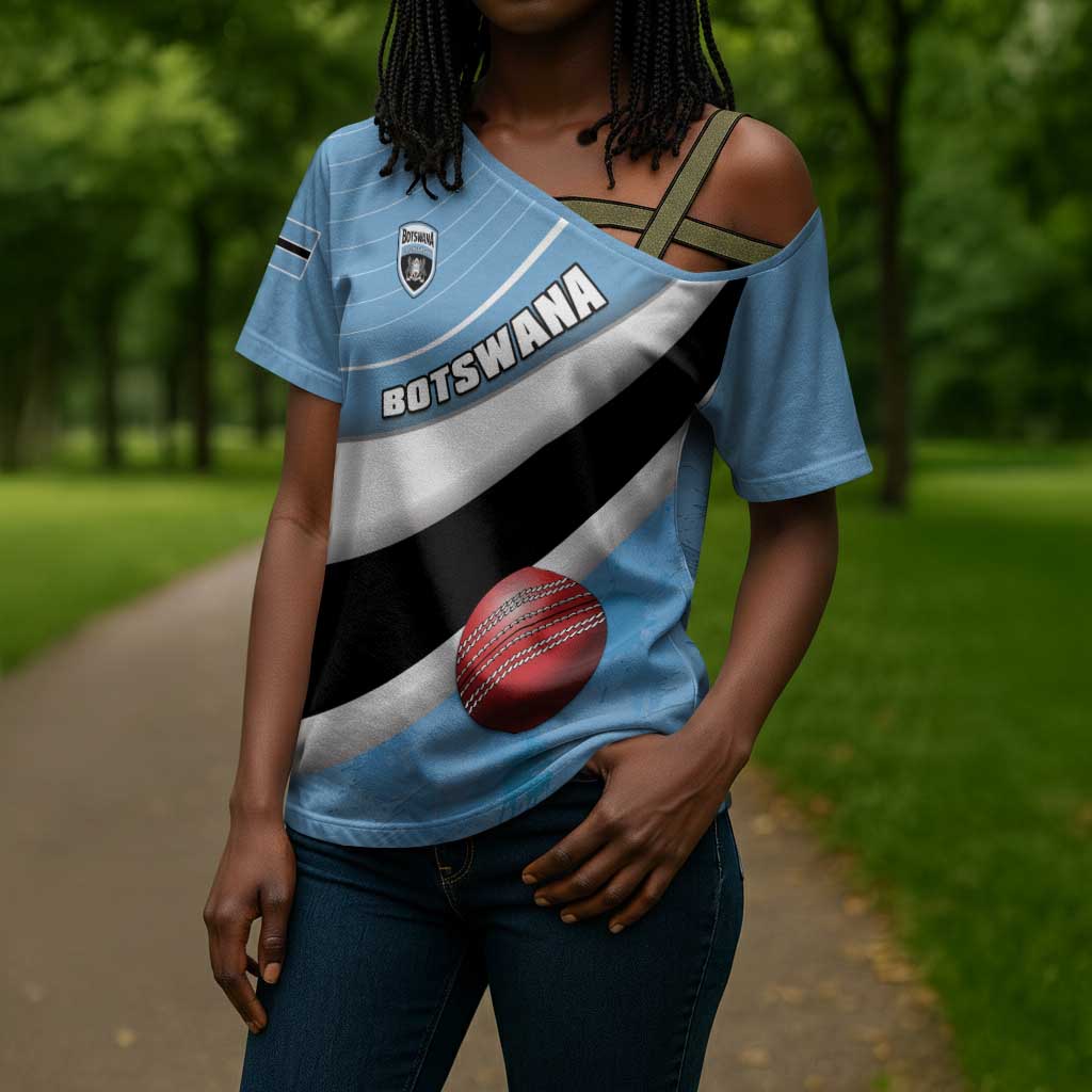 Custom Botswana Cricket Cross Shoulder Shirt Go Baggy Blues