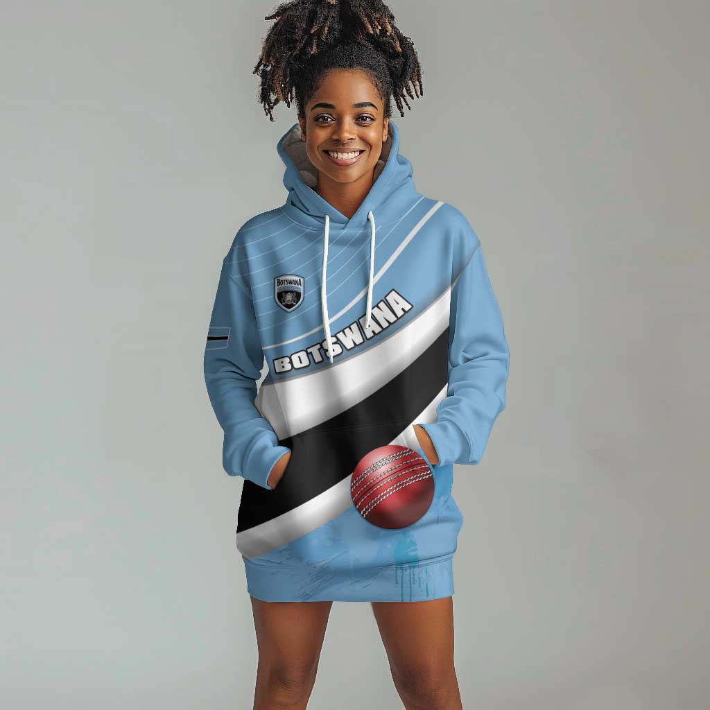 Custom Botswana Cricket Hoodie Dress Go Champions Baggy Blues - African Pride