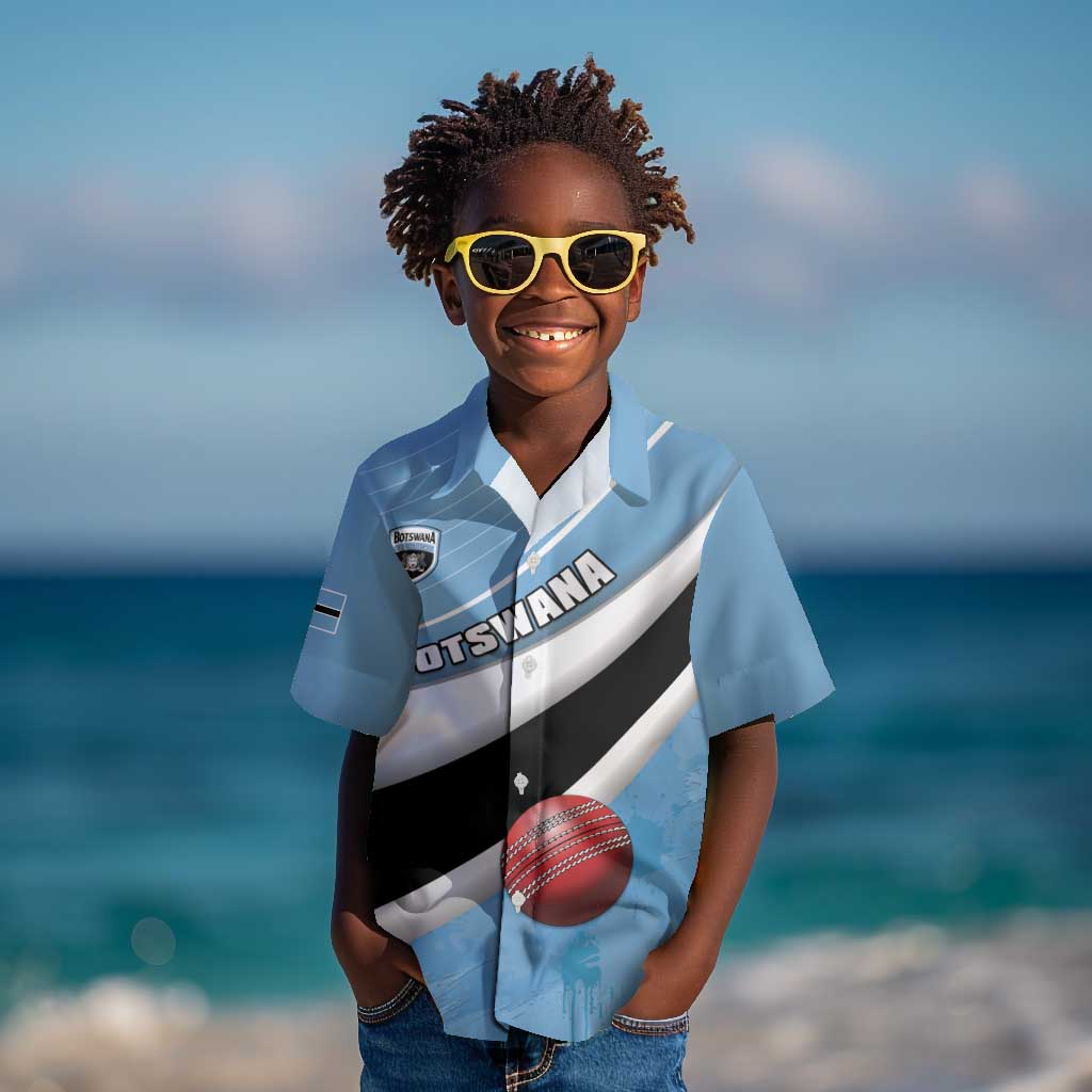 Custom Botswana Cricket Kid Hawaiian Shirt Go Champions Baggy Blues - African Pride