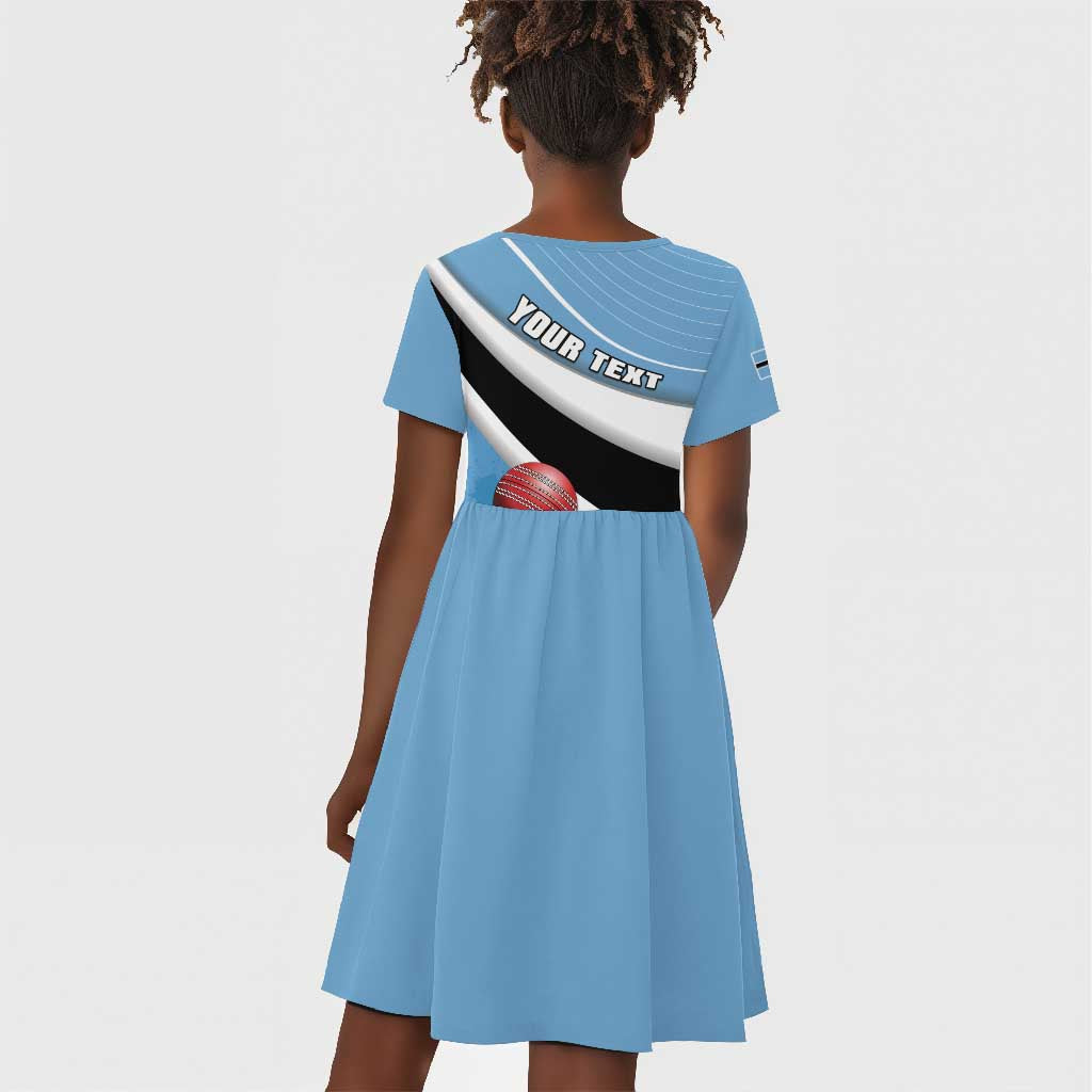 Custom Botswana Cricket Kid Short Sleeve Dress Go Champions Baggy Blues - African Pride