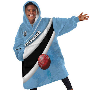 Custom Botswana Cricket Kid Wearable Blanket Hoodie Go Champions Baggy Blues - African Pride