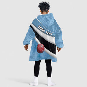 Custom Botswana Cricket Kid Wearable Blanket Hoodie Go Champions Baggy Blues - African Pride