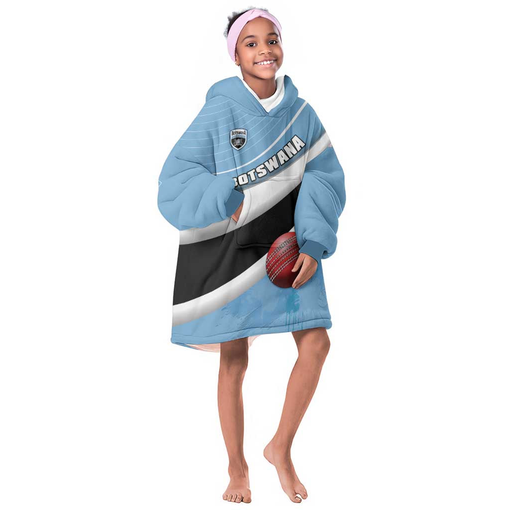 Custom Botswana Cricket Kid Wearable Blanket Hoodie Go Champions Baggy Blues - African Pride