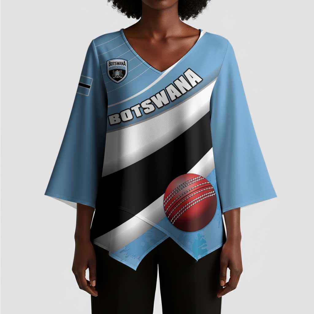Custom Botswana Cricket Kimono Sleeve Blouse Go Baggy Blues