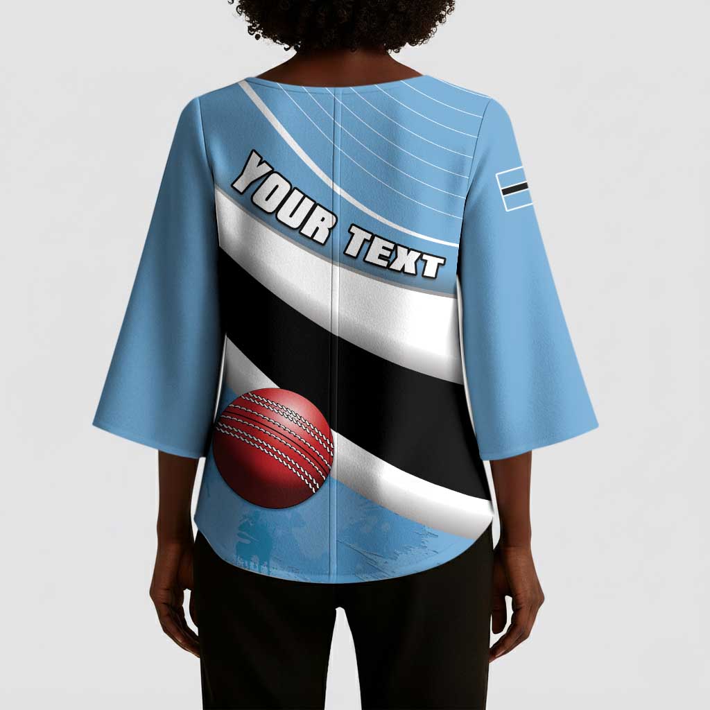 Custom Botswana Cricket Kimono Sleeve Blouse Go Baggy Blues